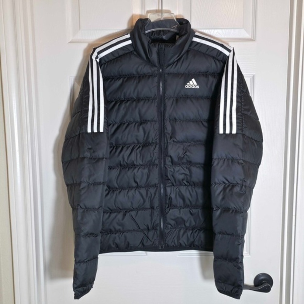 Adidas Essentials Down Filled Polyester Black Jacket Men's Size Large GH4589 NEW